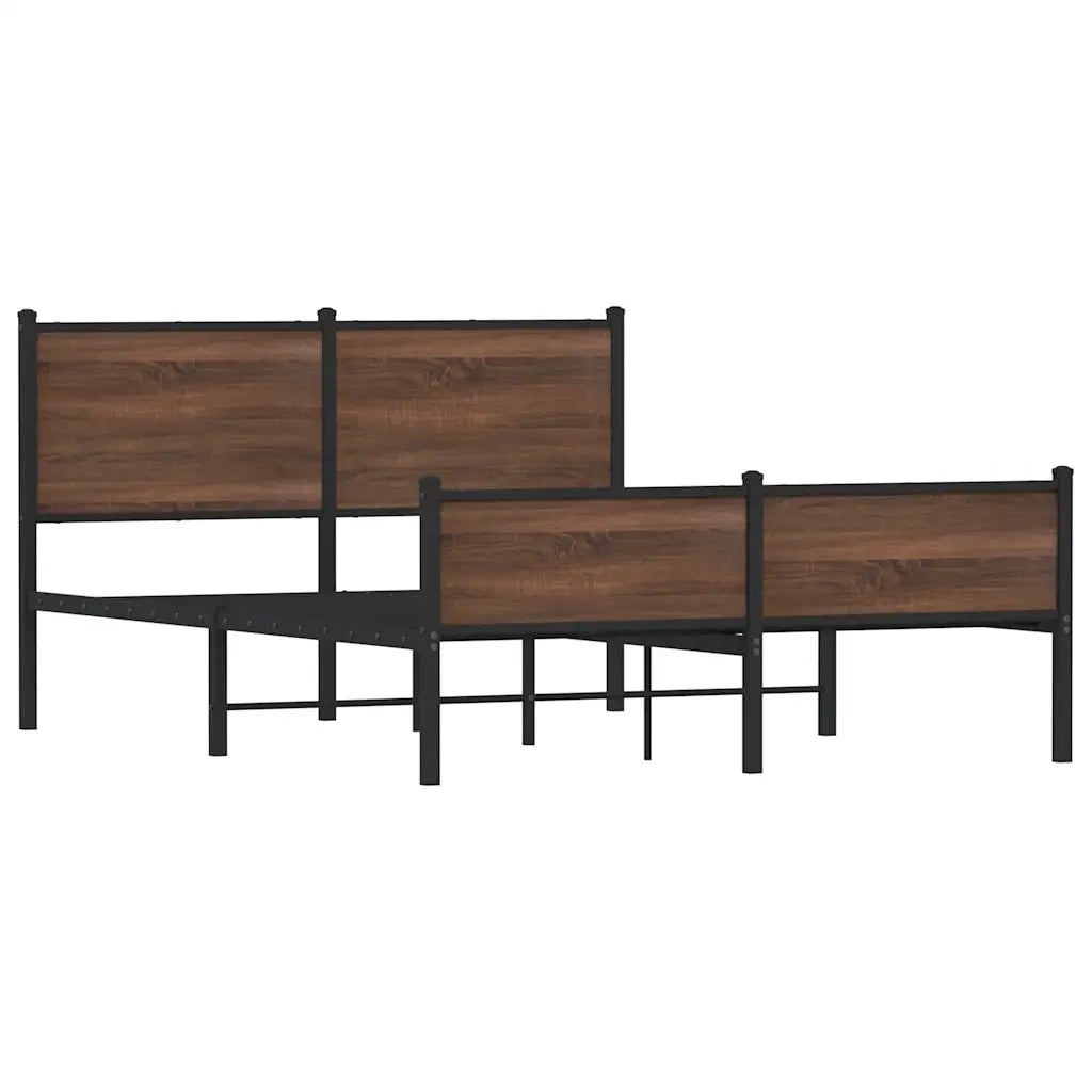 Letto matrimoniale | Letto per adulti | Giroletto senza Materasso in Metallo Rovere Marrone 140x190 cm