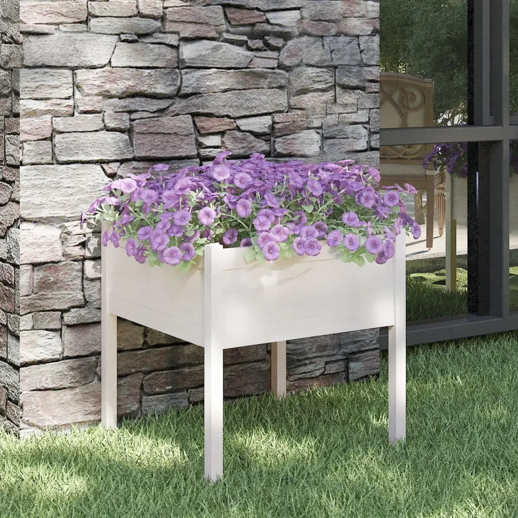 Fioriera | Cassetta per fiori | Vaso da Giardino Bianca 70x70x70 cm Legno Massello di Pino