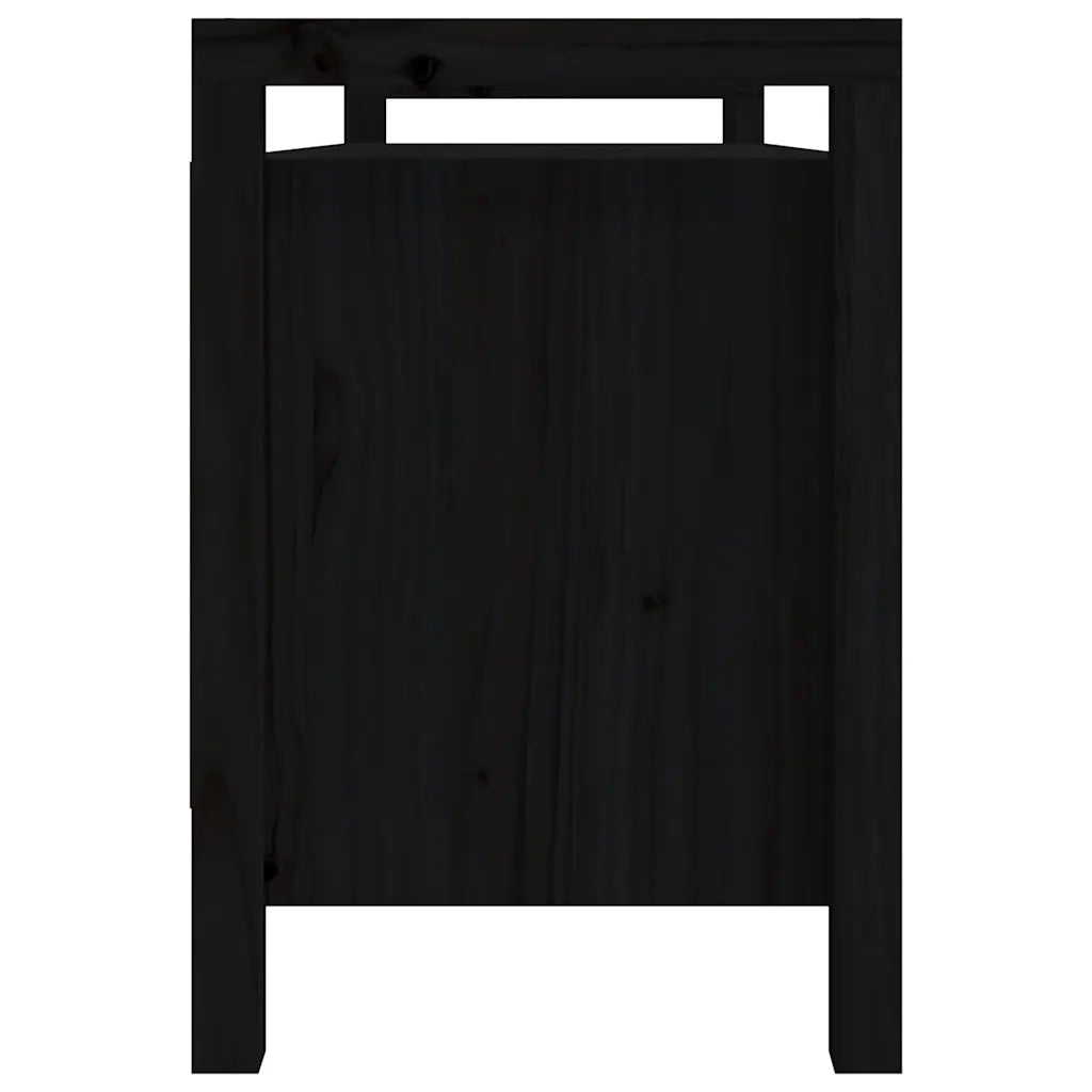 Panca da Ingresso Nero 110x40x60 cm in Legno Massello di Pino 821793