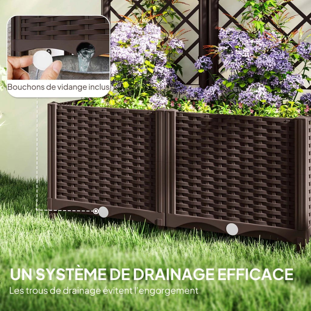 Fioriera con traliccio in legno da giardino - Xylo - 80x40x135 cm marrone