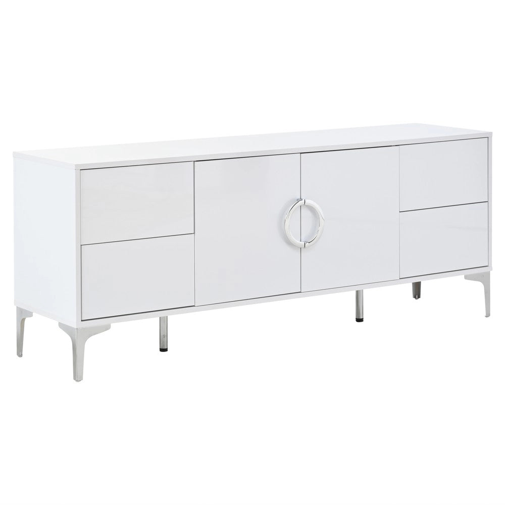 Credenza con 4 Cassetti e 2 Ante ¨C MINIMAL ¨C Bianco Lucido MDF 150x38x59.5