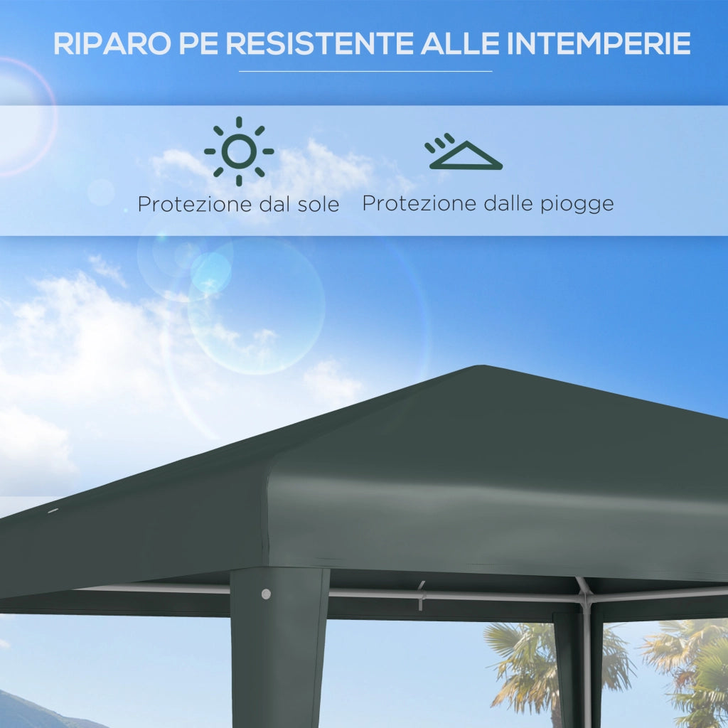 Gazebo da Giardino ¨C Minimal ¨C Verde Scuro Acciaio 270x270 cm