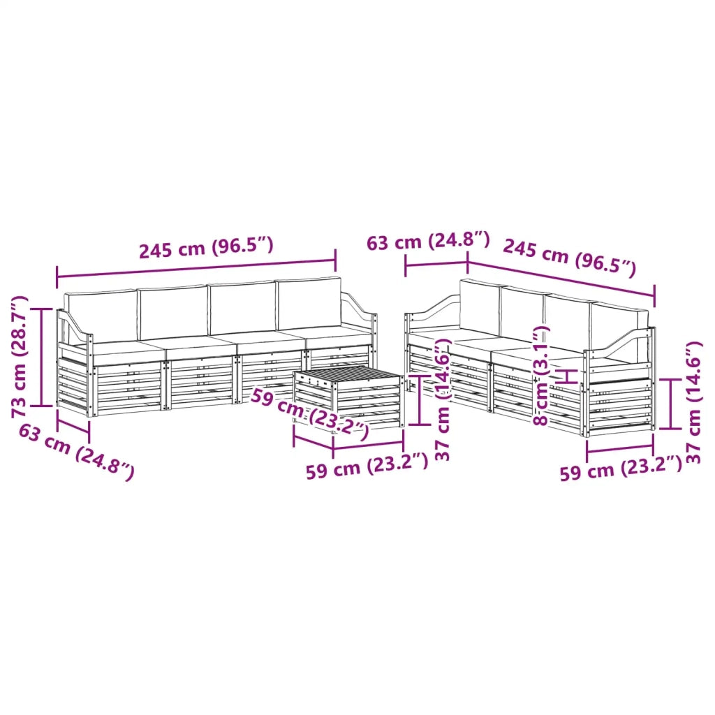 Set divani Legno di Acacia Massello 3391613