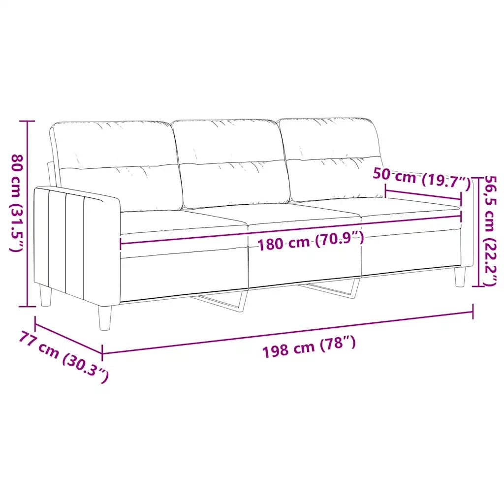 Divano a 3 Posti Grigio Chiaro 180 cm in Tessuto 359243