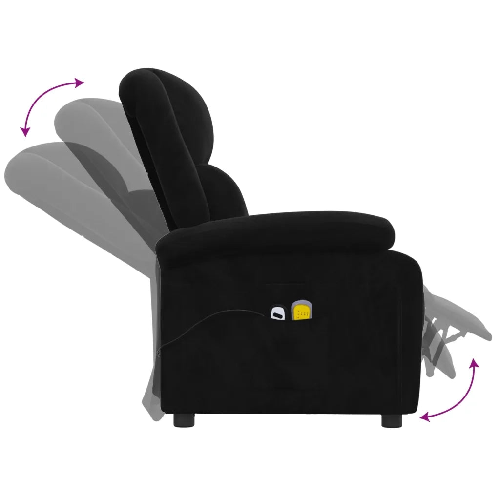 Poltrona Massaggiante | Sedia Relax Elettrica Nera in Velluto