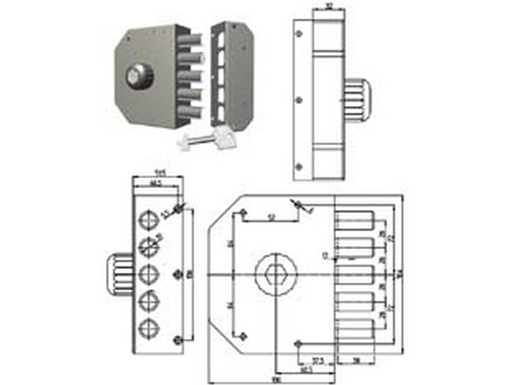 1pz serratura applicare senza scrocco pomolo pompa 3000 cilindro mm60 sx cod:ferx.fer412742