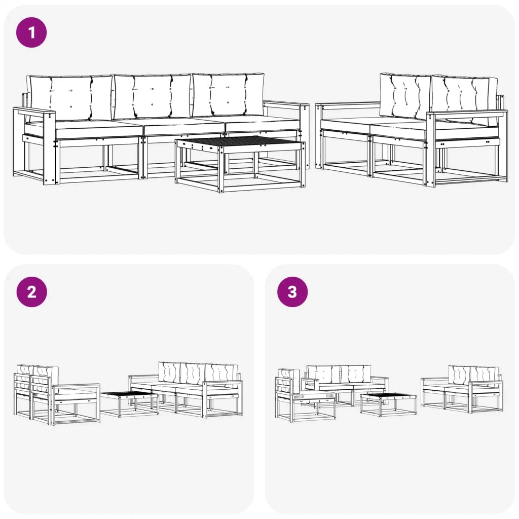 Set di divani da esterno 6 pz Bianco e Beige 3386067