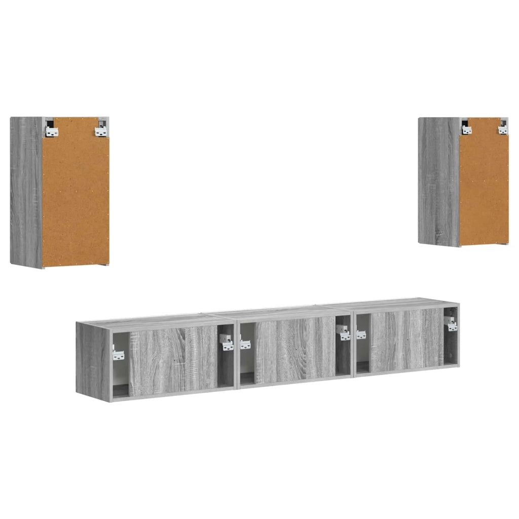 Set mobile TV 5 pz | Armadietto TV | Mobile Porta TV Grigio Sonoma Legno multistrato