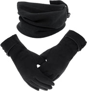 Pari di guanti invernali per donne - guanti a maglia suède con touchscreen e antiscivolo per bicicletta - impermeabili e caldi - adatti per sci e attività outdoor (nero)