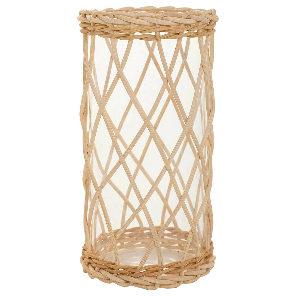Vaso in rattan e vetro marrone d10x20h