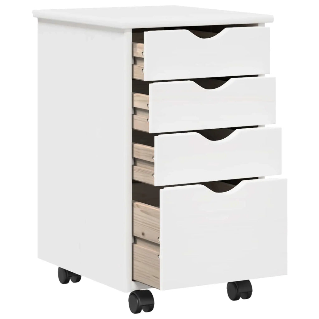 Mobile con Ruote Bianco 34 x 39 x 56 cm Legno di pino massiccio 42028341