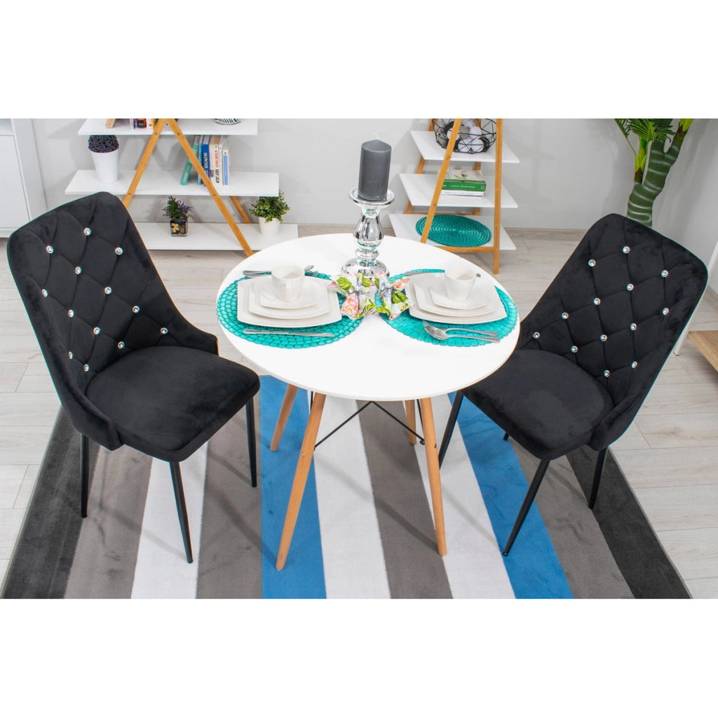 Sedia Amore in velluto nero con cristalli decorativi
