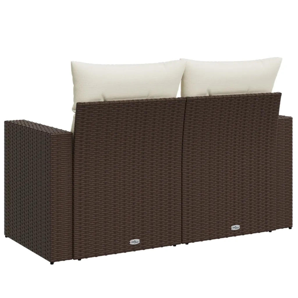 Divano da Giardino a 2 Posti con Cuscini in Polyrattan Marrone 366209