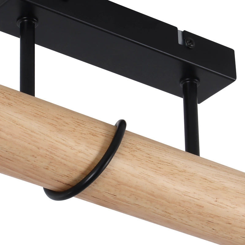 ZMH Lampada da soffitto vintage in legno metallo nero design industriale E27 per soggiorno senza lampadina