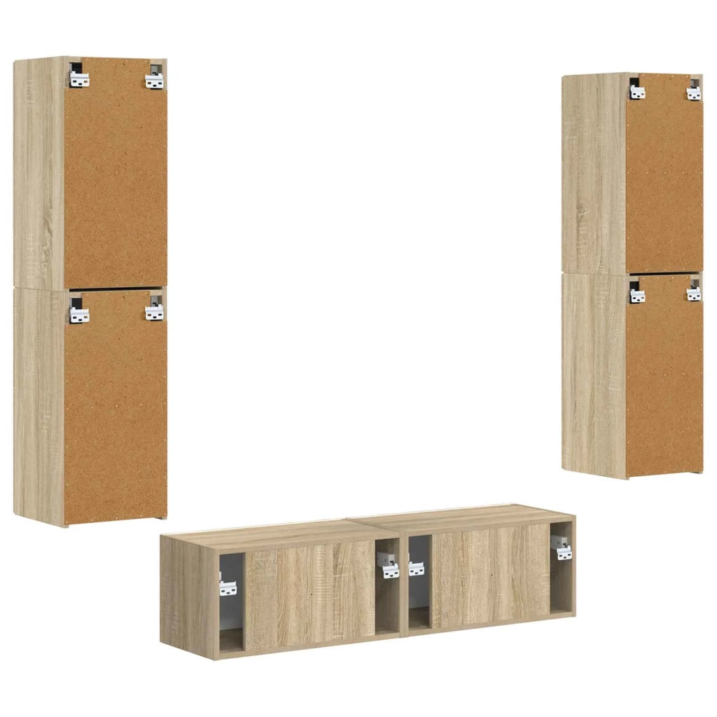 Set mobile TV 6 pz-Credenza per TV Rovere Sonoma Legno multistrato 494171
