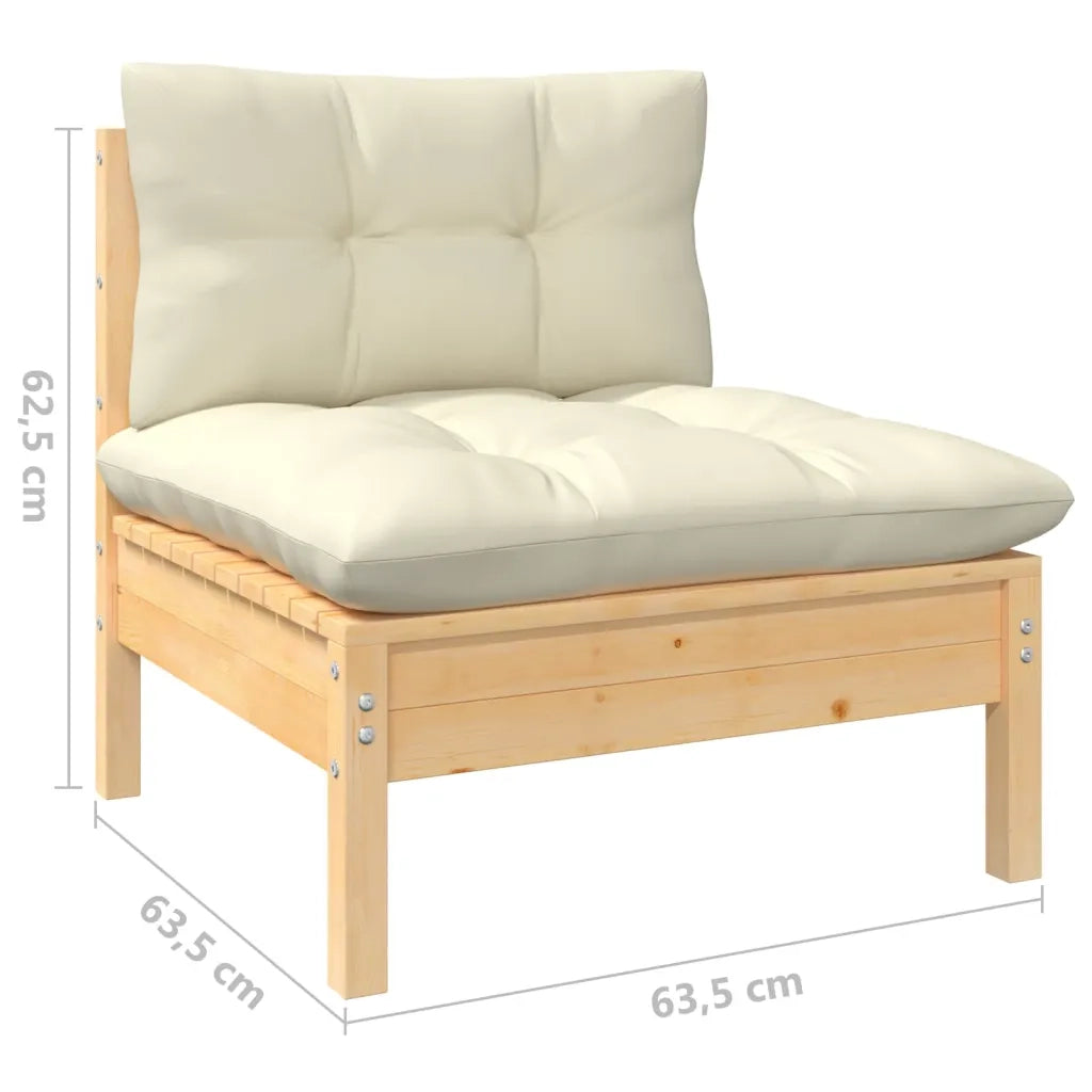 Set Divani da Giardino 8 pz con Cuscini Crema in Massello di Pino 3096268