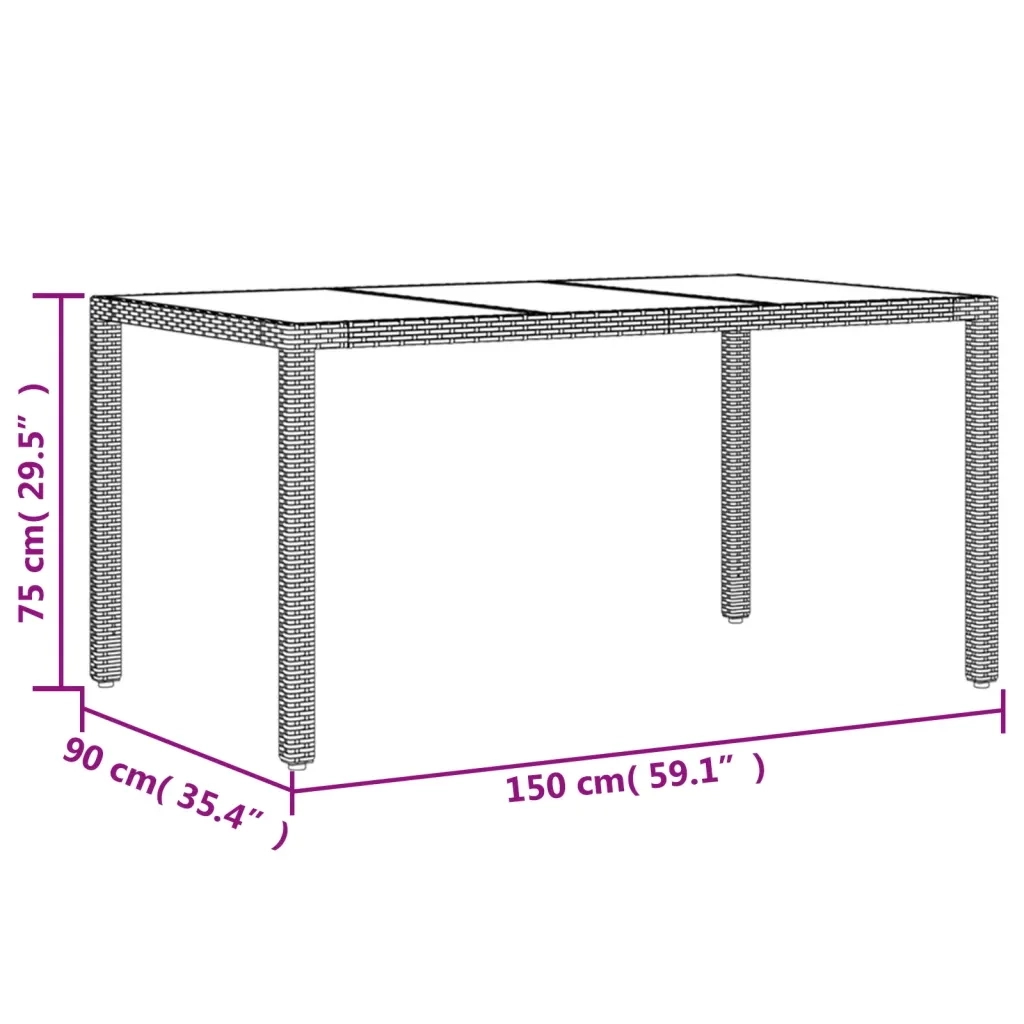 Set da Pranzo da Giardino con Cuscini 5 pz Polyrattan e Vetro 3278539