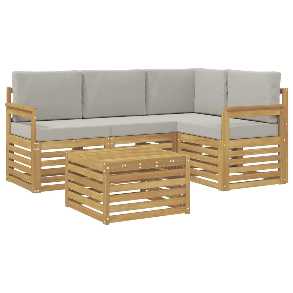 Set di divani da esterno 5 pcs Bianco e Grigio Chiaro 3391781