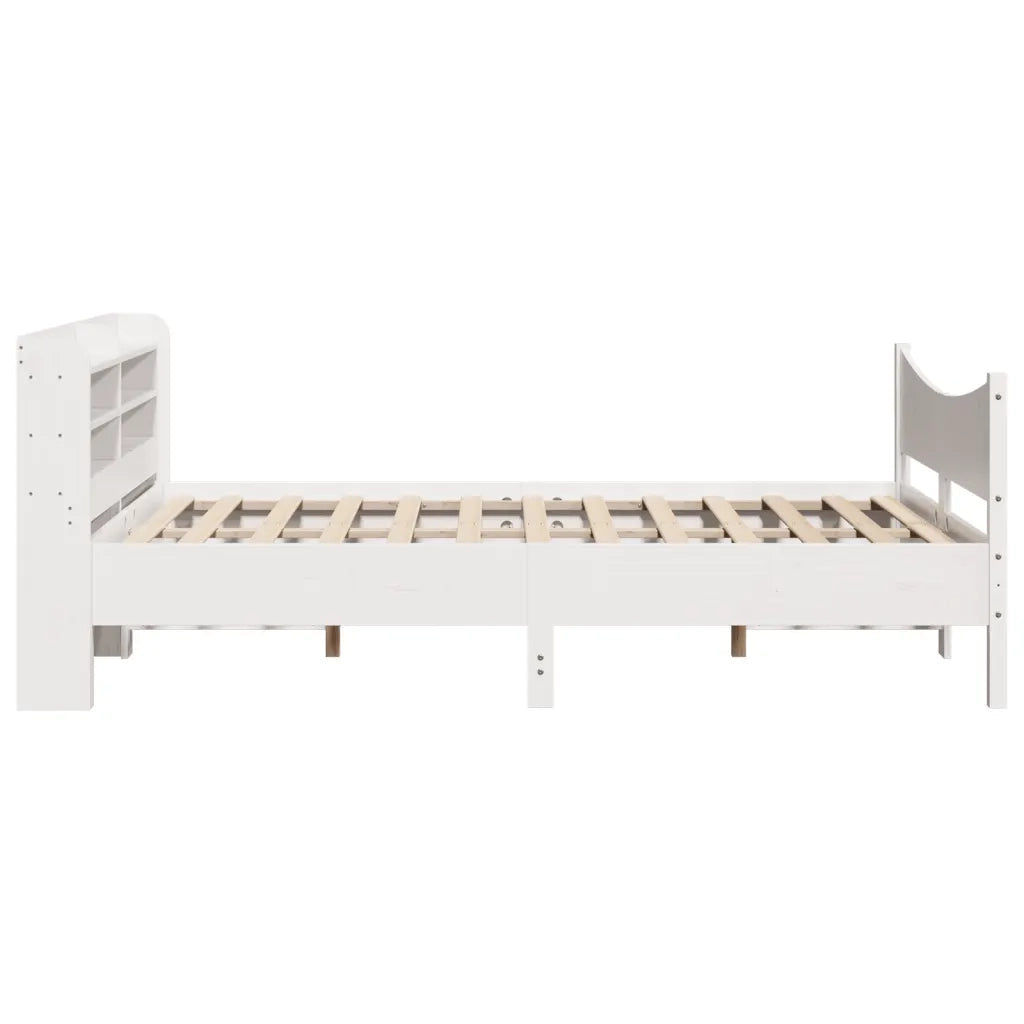 Giroletto con Testiera Bianco 135x190 cm Legno Massello di Pino