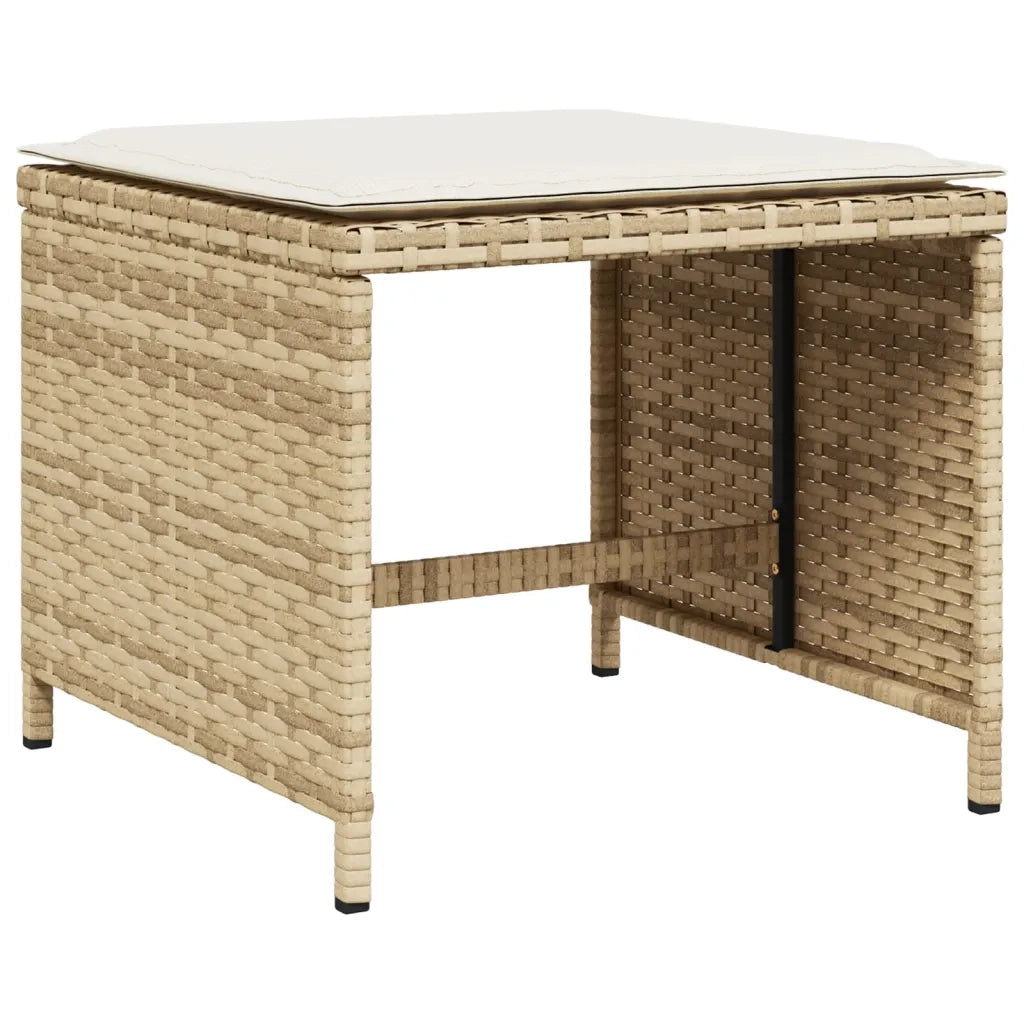 Set da Pranzo da Giardino 13 pz con Cuscini Beige in Polyrattan