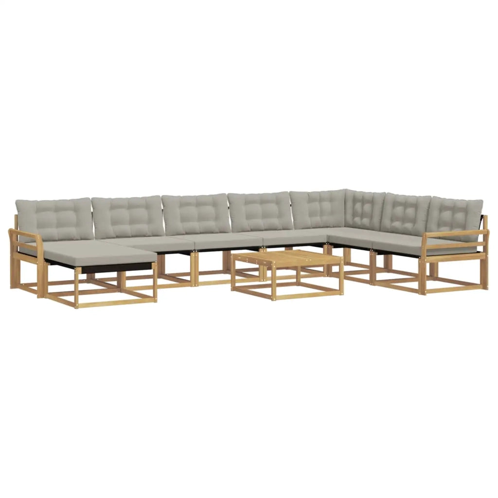 Set di divani da esterno 9 pcs Bianco e Grigio Chiaro 3388997