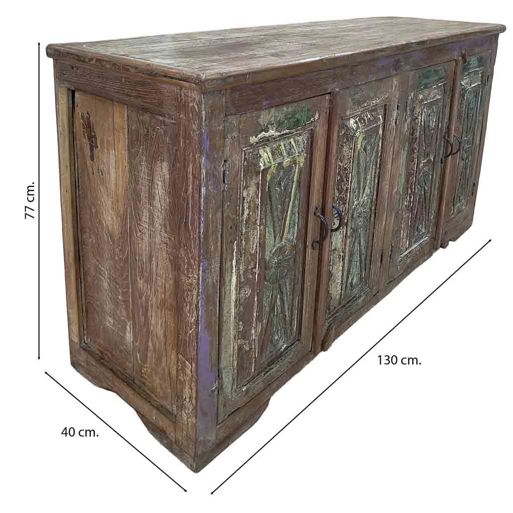Credenza artigianale in legno 130x40x77h cm