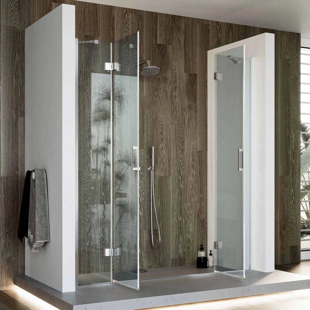 Porta Doccia 190CM H190 Vetro Trasparente con Easy-Clean mod. Flip Anta + Anta