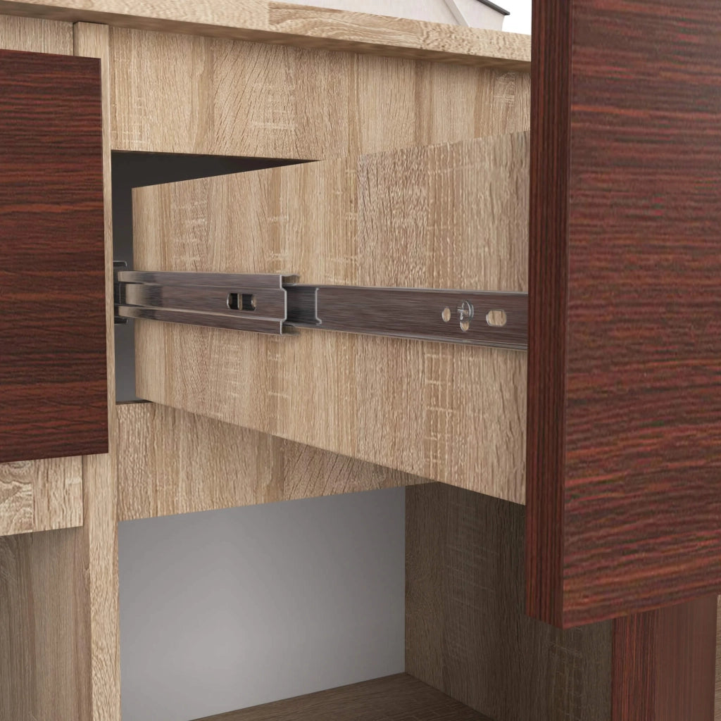 Cassettiera AKORD K140 Sonoma Quercia 138 cm 3 ante 3 cassetti inserto frontale Wengé 138x40x99 cm