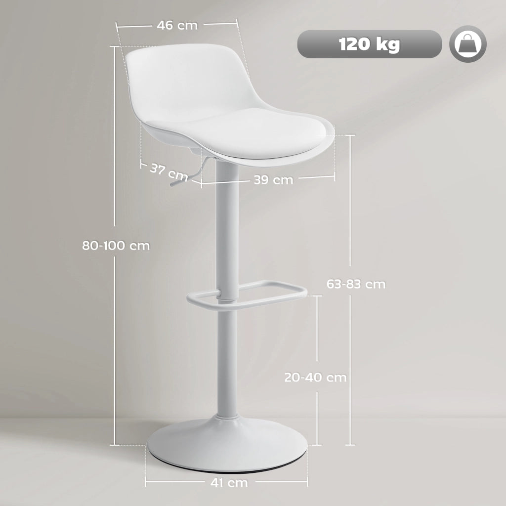 Sgabello da Bar con Schienale e Seduta Girevole ¨C zephmum ¨C Bianco in Pelle PU
