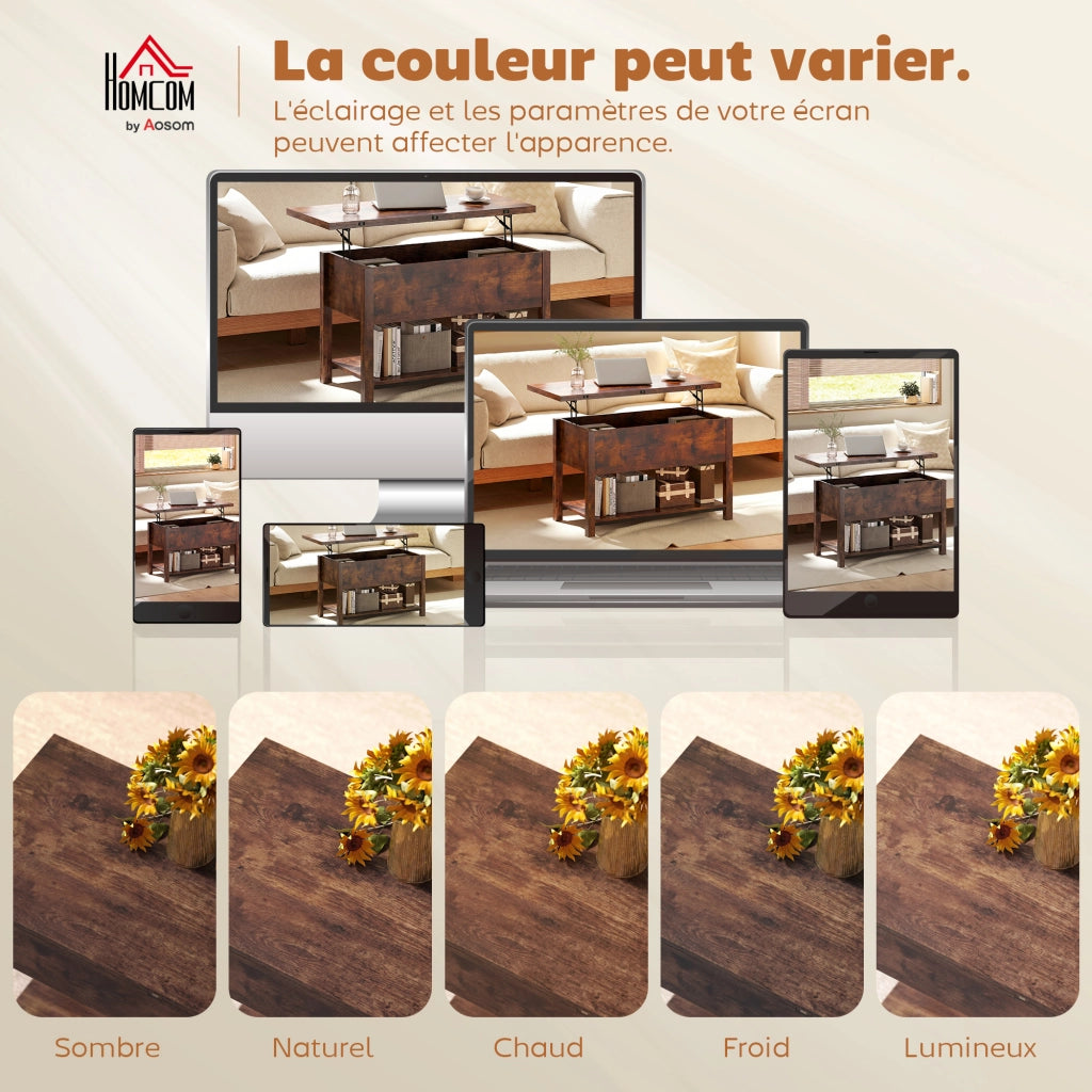 Tavolino da caff¨¨ allungabile ¨C Minimal ¨C 100x45x50.5cm marrone rustico