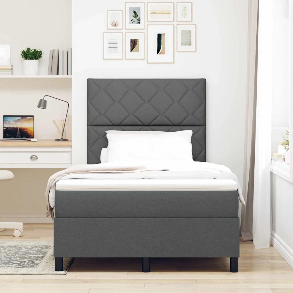Letto a molle con materasso Grigio scuro 120 x 190 cm Tessuto