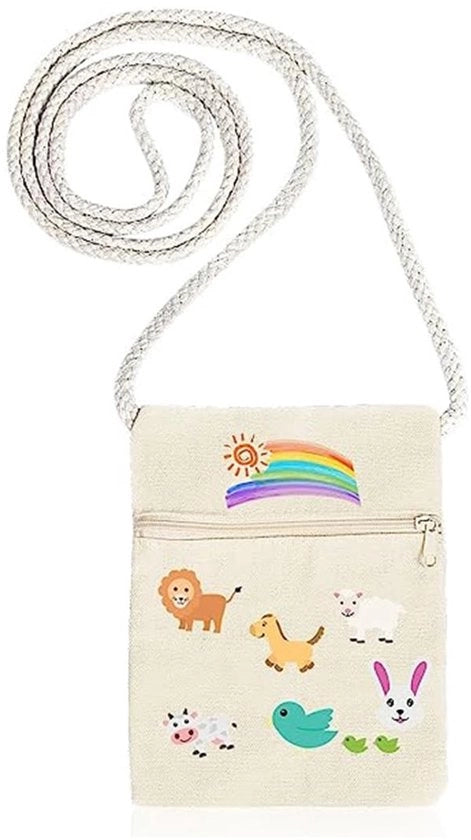 Set di 6 borse in tessuto - Borsa a spalla per bambini - Beige - Borsa per hobby - Borsa per pittura - Adatta per bambini - Beige
