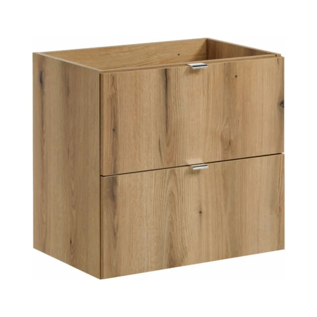 Set da bagno sospeso VANO finitura quercia e nero 60cm: mobile sottolavabo con cassetti + piano per lavabo