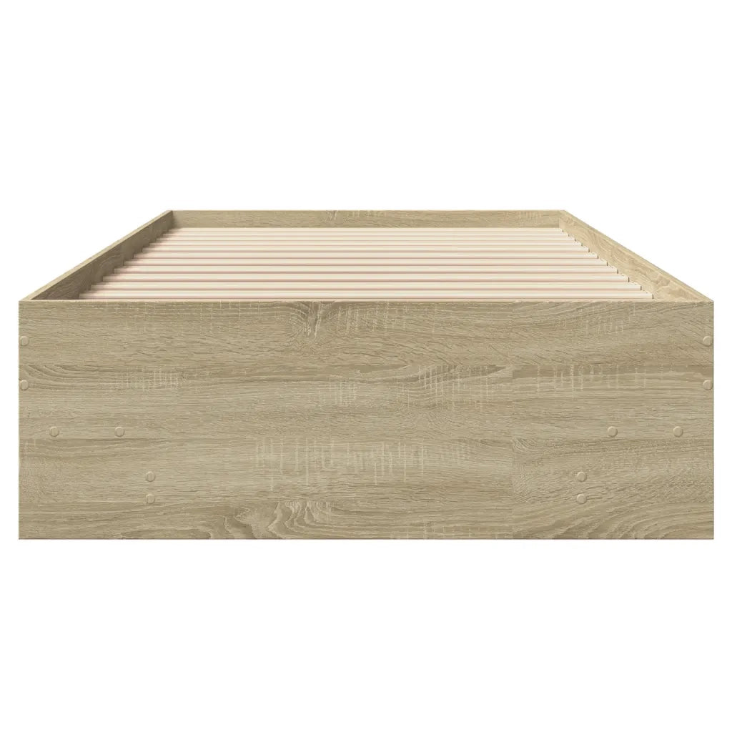 Letto singolo | Letto per adulti | Giroletto senza Materasso Rovere Sonoma 75x190 cm in Truciolato