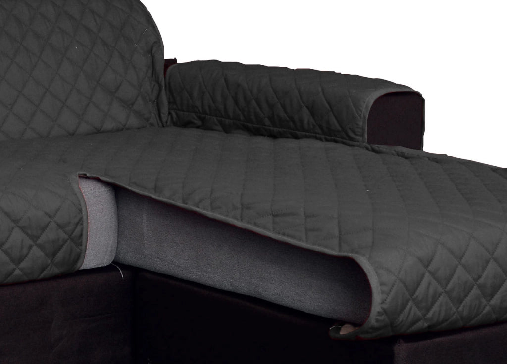 Copridivano Con Penisola Antimacchia Trapuntato Modello Star Colore Grigio Scuro - 240cm - Grigio Scuro