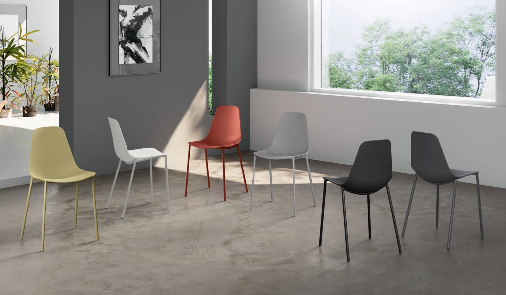 Sedia Frida Design Moderno in Polipropilene con Gambe in Metallo - Seduta Ergonomica per Arredo Interni Casa Ufficio - Colore Nero