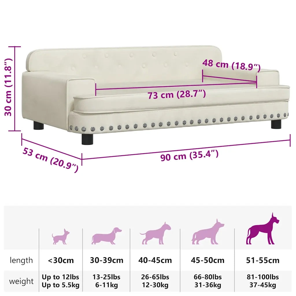 Lettino per Cani Crema 90x53x30 cm in Velluto 171874
