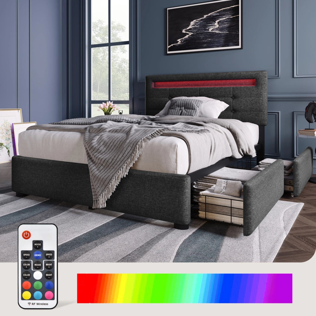 letto imbottito lino grigio 90x200 cm