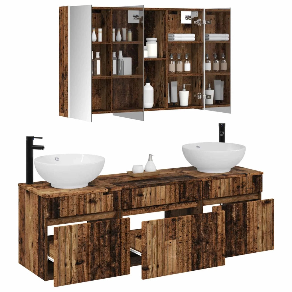Set di Armadi da Bagno 4 pz Legno antico Legno ingegnerizzato 3406629