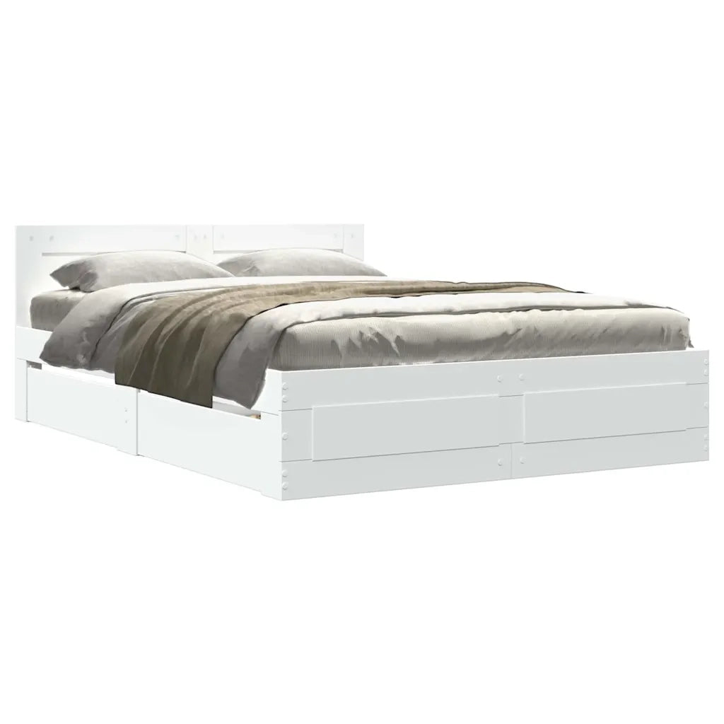 Letto matrimoniale | Letto per adulti | Struttura del letto 2 pcs Bianco 137 x 188 cm Legno multistrato