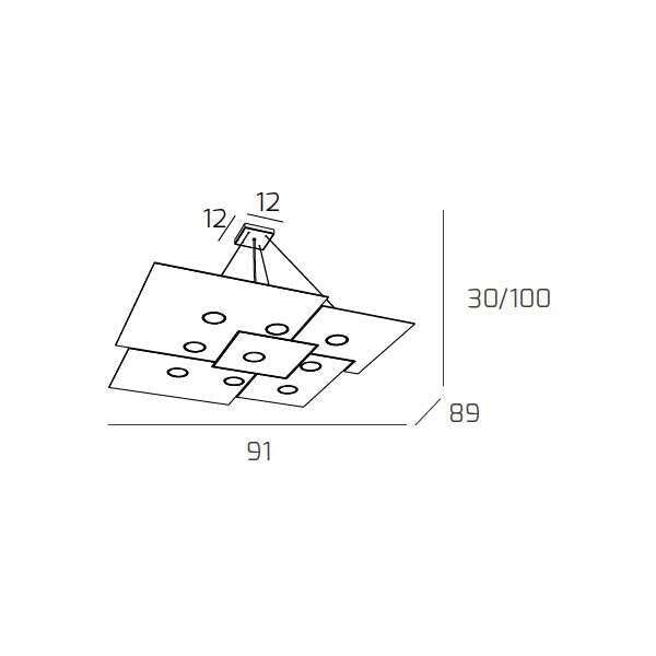 PLATE SOSPENSIONE 9 LUCI ATTACCO GX53 GRIGIO ANTRACITE