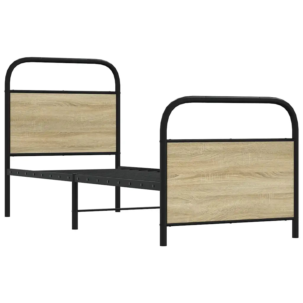 Letto singolo | Letto per adulti | Giroletto senza Materasso Rovere Sonoma 80x200 cm in Truciolato