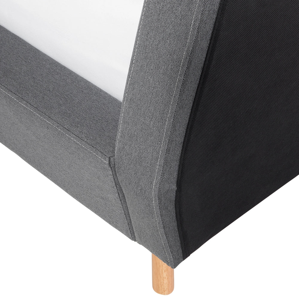 Letto rivestimento in tessuto grigio Gambe in legno chiaro 180 x 200 cm Retro