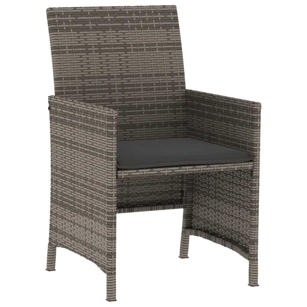 Set da Bistr¨° 3 pz | Set Salotto da Giardino con Cuscini Grigio in Polyrattan