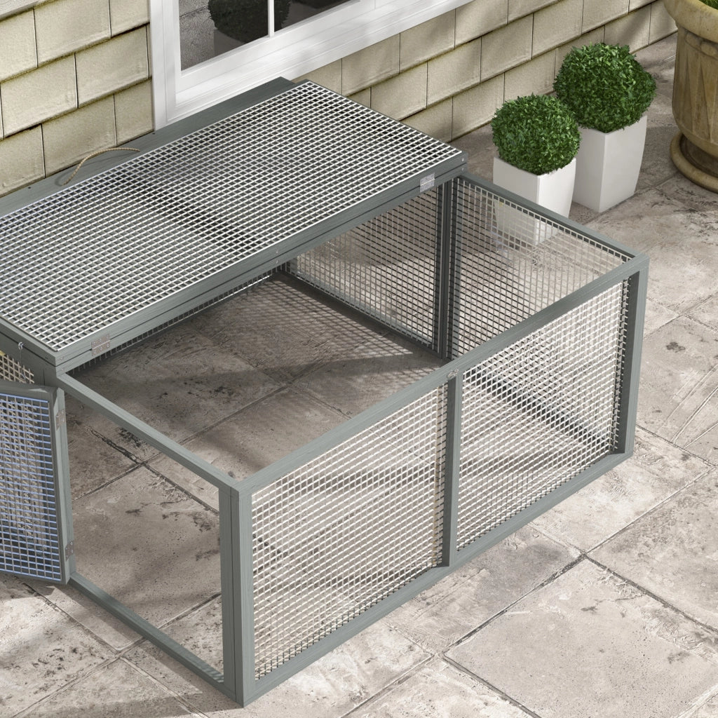 Gabbia pieghevole per conigli ¨C Xylo ¨C grigio 110x105x50 cm con maniglia apribile