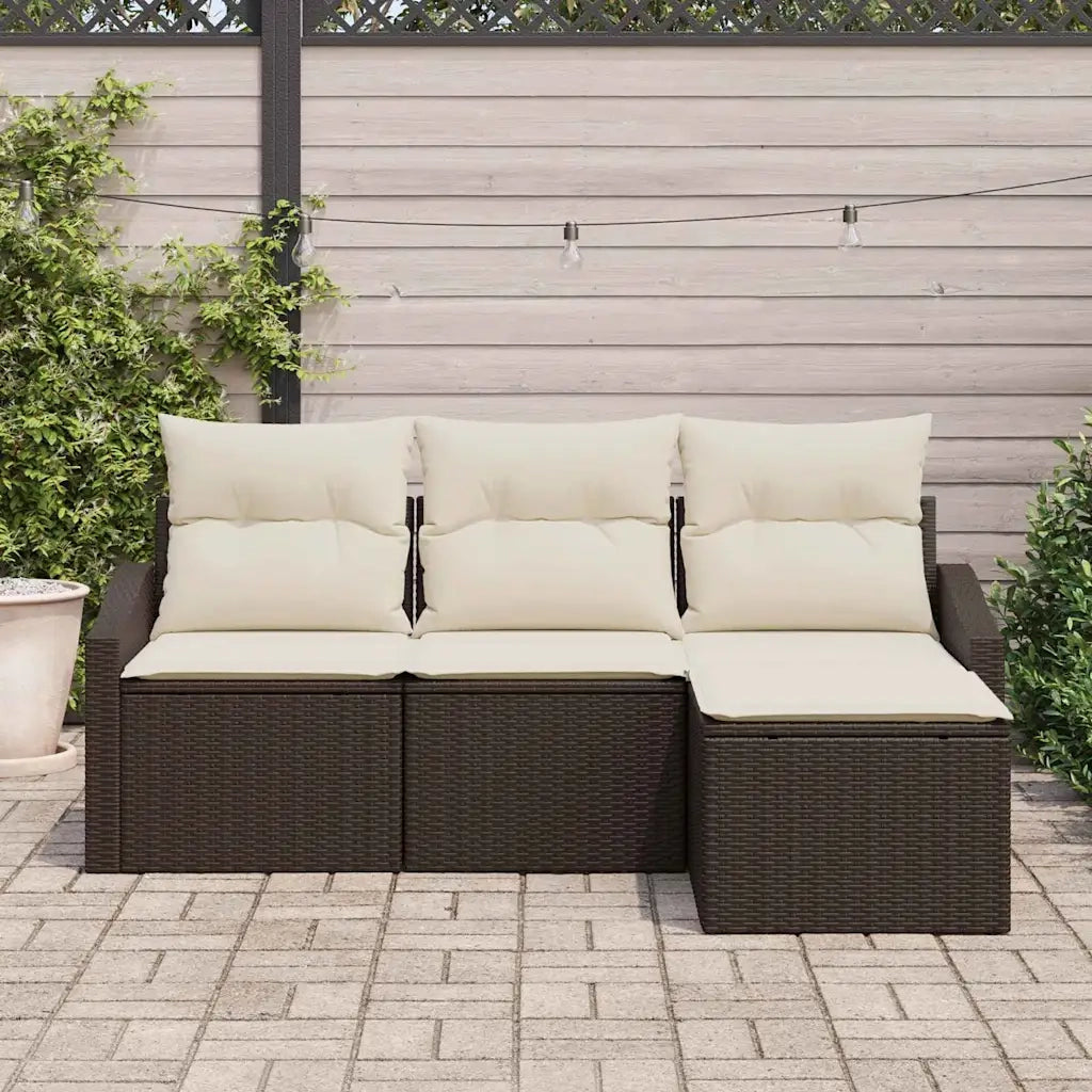 Set di divani con cuscino 4 pcs Marrone polyrattan 3346668