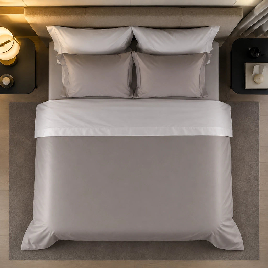 Rosirora, set Completo Letto Piazza e Mezza in Percalle, Grigio
