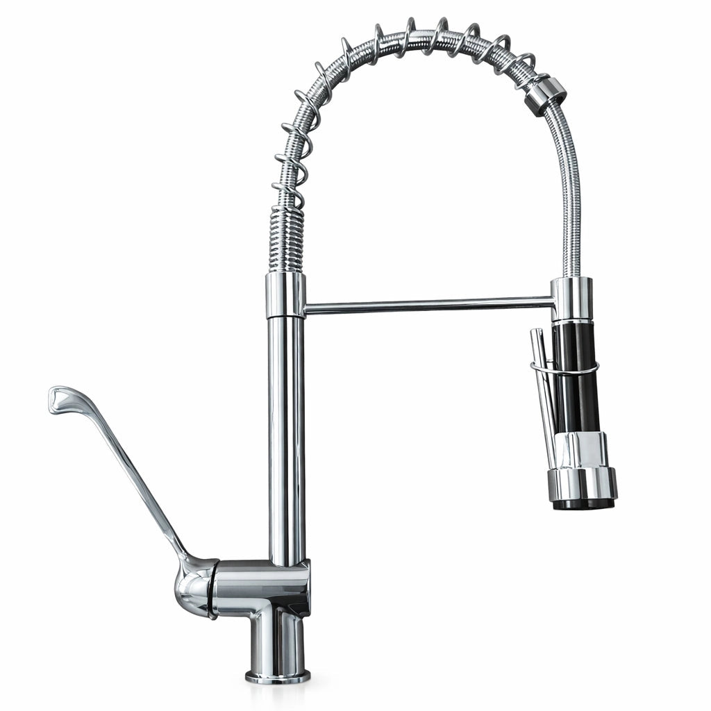 Rubinetto cucina industriale 50 cm in ottone con leva clinica e doccetta professionale