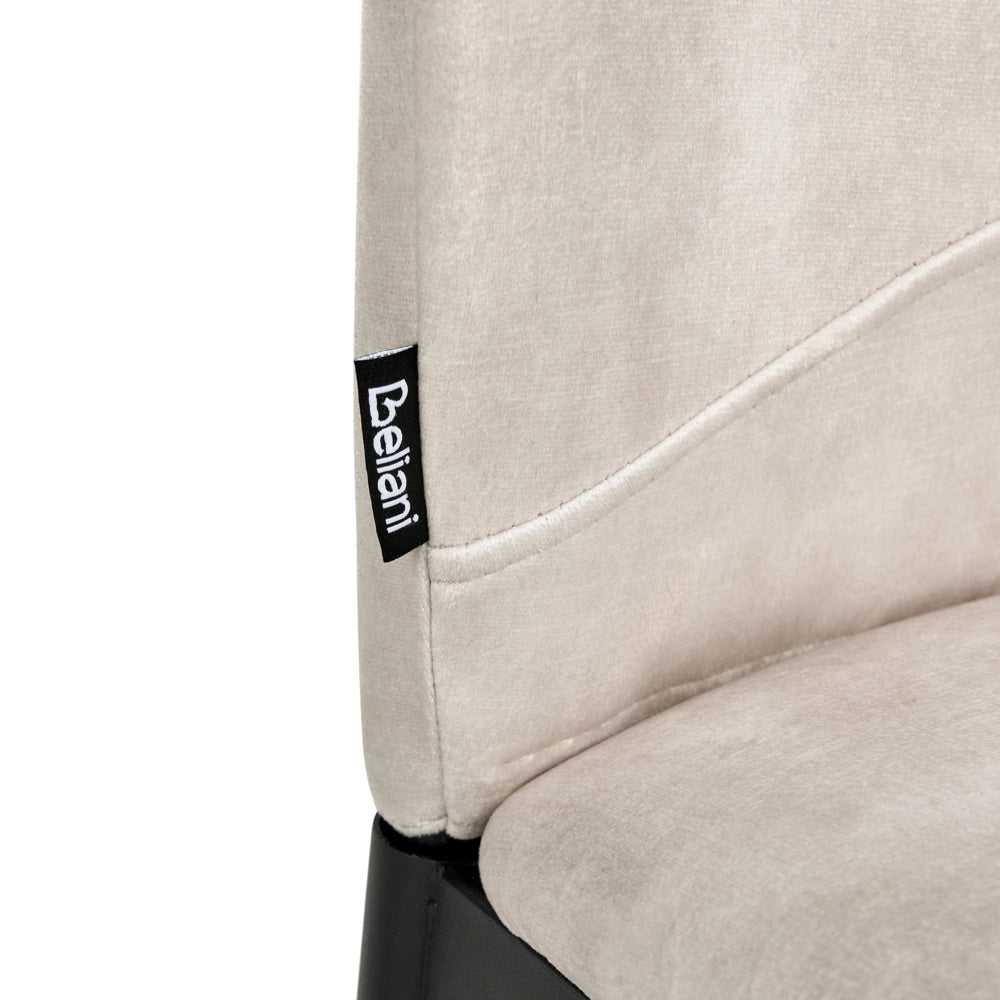 Set di 4 sedie da pranzo Rivestimento in tessuto Seduta imbottita Gambe in ferro beige chiaro