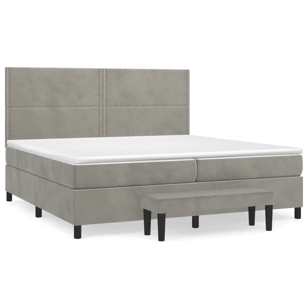 Giroletto a Molle con Materasso Grigio Chiaro 200x200cm Velluto 3137803